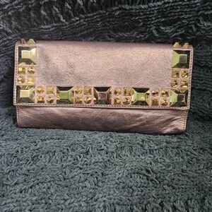 Betsey Johnson Metallic Studded Clutch